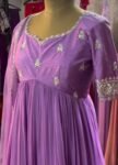 Hand Embroidered Lavender Anarkali Dress: Pure Silk Indian Gown,lavender Anarkali,plus size dress,dress with dupatta,