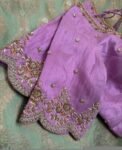 pure silk hand embroidery blouse/light pink maggam blouse/pink hand embroidered blouse/blushpink ready made blouse zardosi/light pink blouse