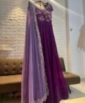 Purple Anarkali suit usa/hand embroidery anarkali kurta/purple anarkali dress with dupatta/designer anarkali kurta with dupatta/Indian dress
