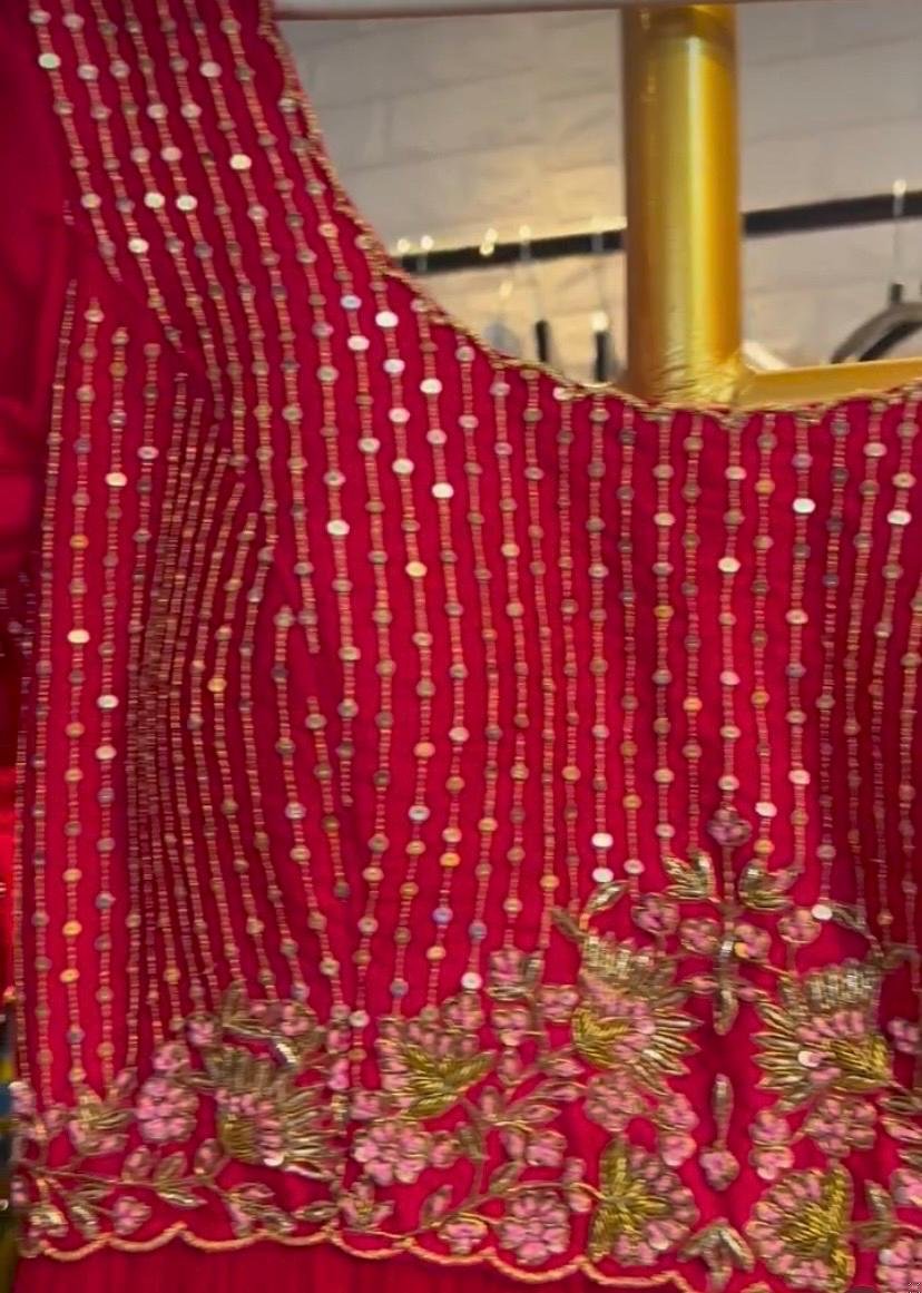 Hand embroidered Anarkali dress/pink hand embroidered anarkali suit/red hand work anarkali USA/Indian dresses/long gown/pink anarkali dress
