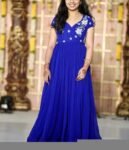 Blue Zardosi Embroidered Anarkali Suit: Georgette Indian Dress