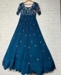 Anarkali suit usa/hand embroidery anarkali kurta/blue anarkali dress/elbow sleeves dress anarkali/Indian dresses/turquoise blue anarkali kur