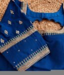 Blue Silk Hand Embroidered Blouse: Zardosi Maggam hand Work, blue maggam blouse,mix and match blosue,plus size blouse,royal blue blouse usa,