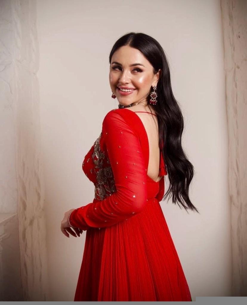 Hand Embroidered Red Anarkali Dress: Chanderi Silk Suit with Dupatta,red anarkali dress, Indian kurta set,handwork kurta,plus size kurta USA