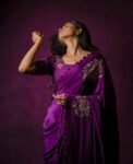 Purple hand work saree with blouse|purple embroidered saree with ready blouse|purpleheavy blouse|embroidered blouse with saree|scallop saree