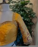 pure silk hand embroidery blouse/saree maggam yellow blouse/yellow blouse/heavy hand embroidered blouse/ready made blouse zardosi/voggish us