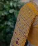 pure silk hand embroidery blouse/saree maggam yellow blouse/yellow blouse/heavy hand embroidered blouse/ready made blouse zardosi/voggish us