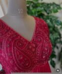 Anarkali suit usa/pink anarkali kurta elbow sleeve/pink heavy anarkali/coral pink anarkali/heavy hand embroidered anarkali with dupatta usa