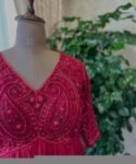 Anarkali suit usa/pink anarkali kurta elbow sleeve/pink heavy anarkali/coral pink anarkali/heavy hand embroidered anarkali with dupatta usa