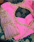 pure silk hand embroidery blouse/light pink maggam blouse/pink hand embroidered blouse/pink ready made blouse zardosi/pink maggam blouse usa