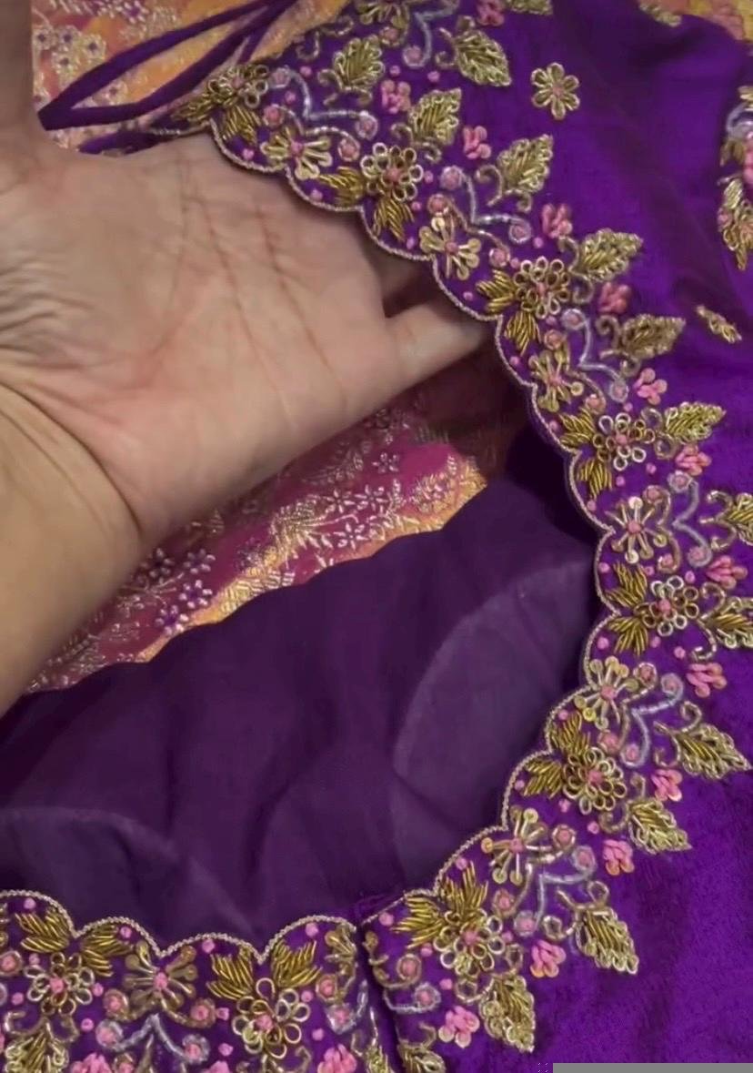 pure silk hand embroidery blouse/saree maggam blouse/purple zardosi blouse usa/hand embroidered moderblouse/ready made blouse zardosi usa