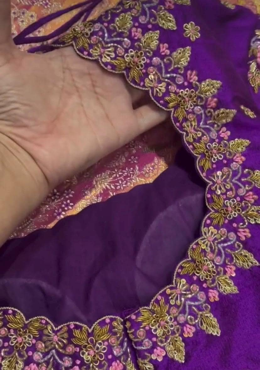 pure silk hand embroidery blouse/saree maggam blouse/purple zardosi blouse usa/hand embroidered moderblouse/ready made blouse zardosi usa