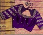 pure silk hand embroidery blouse/saree maggam blouse/purple zardosi blouse usa/hand embroidered moderblouse/ready made blouse zardosi usa