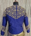 blue hand embroidery long blouse/saree maggam blouse/pure silk zardosi blouse/blue hand embroidered blouse/heavy maggam full sleeve blouse