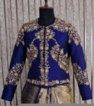 blue hand embroidery long blouse/saree maggam blouse/pure silk zardosi blouse/blue hand embroidered blouse/heavy maggam full sleeve blouse