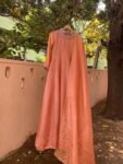 Hand Embroidered Peach Tissue Anarkali Suit with Dupatta