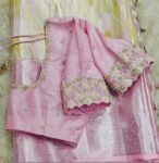 pure silk hand embroidery blouse/light pink maggam blouse/pink hand embroidered blouse/blushpink ready made blouse zardosi/light pink blouse