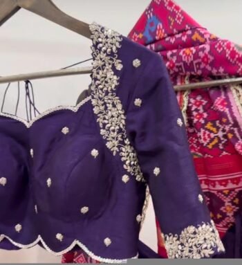 Purple Silk Saree Blouse: Hand Embroidered Zardosi Maggam Blouse