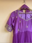Hand Embroidered Lavender Anarkali Dress: Silk Indian Gown with Dupatta