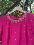 Hand Embroidered Pink Georgette Anarkali Dress: Indian Party Wedding