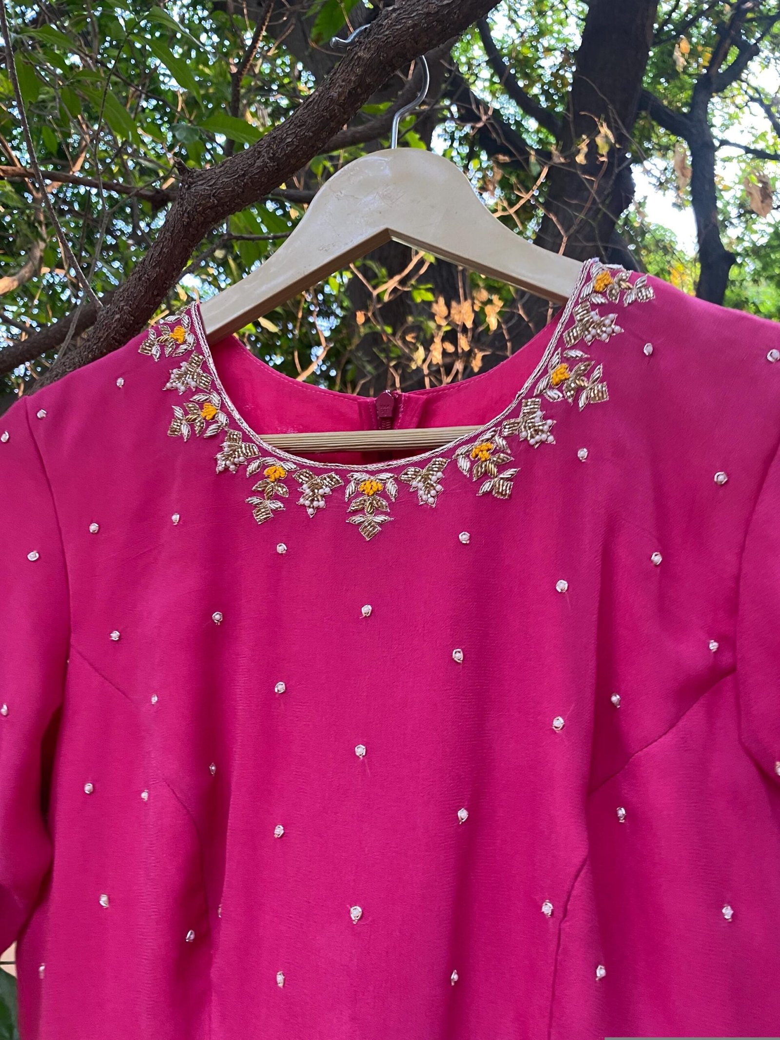 Hand Embroidered Pink Georgette Anarkali Dress: Indian Party Wedding