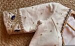 Cream Silk Saree Blouse: Hand Embroidered Zardosi Maggam Work