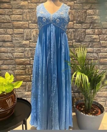 Blue Anarkali suit light blue anarkali kurta/ sleeveless anarkali/blue hand embroidered dress/Wedding outfit/blue kurta hand woranarkali