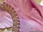 Anarkali suit usa/pink anarkali kurta elbow sleeve/pink heavy anarkali/light pink anarkali/heavy hand embroidered anarkali with dupatta us