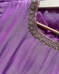 Lavender Anarkali Suit: Hand Embroidered Chanderi Silk Indian Dress