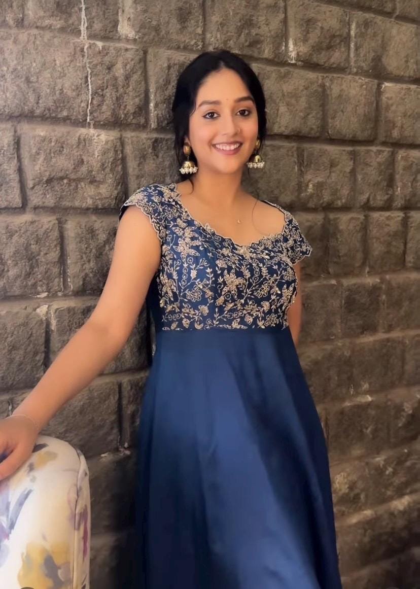 Anarkali suit usa/blue anarkali kurta/blue short sleeve anarkali/blue hand embroidered anarkali/blue heavy hand embroidered anarkali with du