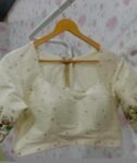 Hand Embroidered Cream Silk Blouse: Zardosi Maggam Work,cream maggam blouse,multicolor blouse,plus size blouse,handwork blouse,beige blouse