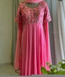 Anarkali suit usa/pink anarkali kurta elbow sleeve/pink heavy anarkali/light pink anarkali/heavy hand embroidered anarkali with dupatta us