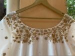 Hand embroidered Anarkali dress/cream anarkali dupatta suit set/white hand work anarkali/Indian dresses/voggish USA/pink banarasi dupatta