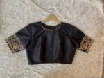 pure silk hand embroidery blouse /  black maggam blouse / raw silk zardosi blouse / hand embroidered blouse / ready made blouse zardosi/