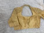 Hand Embroidered Pure Silk Saree Blouse: Gold Zardosi Maggam