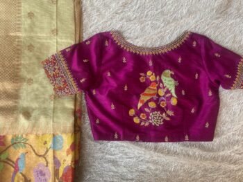 pure silk hand embroidery blouse/saree maggam blouse/purple zardosi blouse/hand embroidered blouse/magenta pink ready made blouse zardosi us