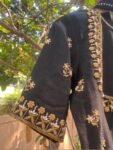 Hand Embroidered Black Anarkali Suit: Silk Chanderi Dress with Dupatta