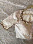 Cream Silk Hand Embroidered Blouse: Zardosi Maggam Work