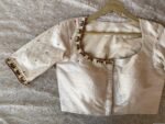 Cream Silk Hand Embroidered Blouse: Zardosi Maggam Work