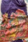 Hand-Painted Kalamkari Silk Saree: Purple Embroidered Blouse