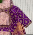 Purple Silk Saree Blouse: Hand Embroidered Zardosi Maggam