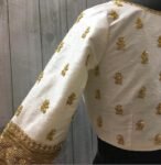 Cream Raw Silk Blouse: Hand Embroidered Zardosi Maggam Work