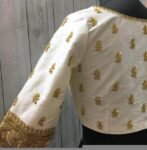 Cream Raw Silk Blouse: Hand Embroidered Zardosi Maggam Work