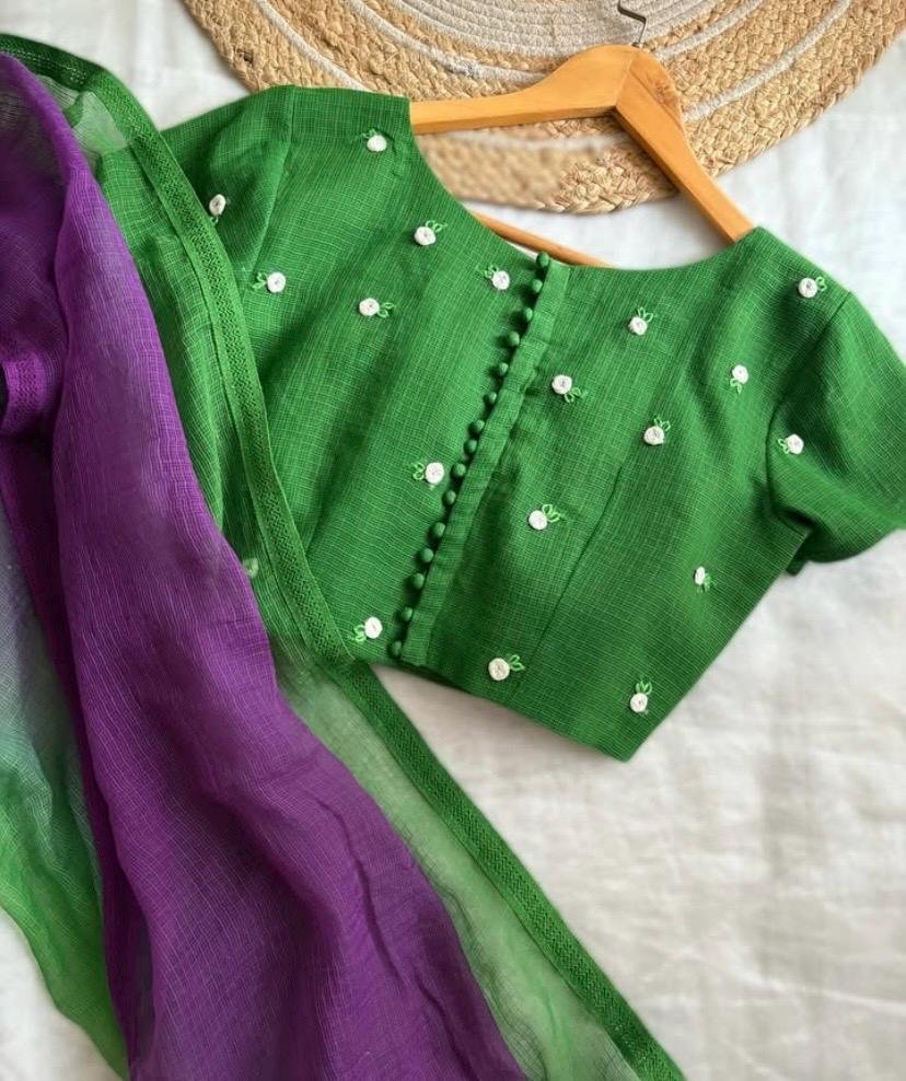 Ombre Kota Cotton Saree: Pink Orange with Embroidered Blouse,mix and match saree,pink saree blouse set,summer saree , light saree,dual shade