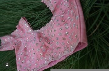pure silk hand embroidery bridal blouse/maggam blouse/pink bridal work blouse/pink hand embroidered blouse/heavy embroidery wedding blouse
