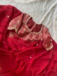 Red Silk Saree with Hand-Embroidered Zardosi Blouse