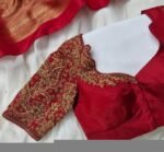 Red Silk Saree Blouse: Hand Embroidered Zardosi Maggam Blouse