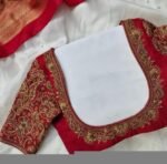 Red Silk Saree Blouse: Hand Embroidered Zardosi Maggam Blouse