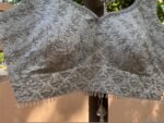Hand Embroidered Silk Saree Blouse: Silver Zardosi Crop Top