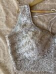 Hand Embroidered Silk Saree Blouse: Silver Zardosi Crop Top